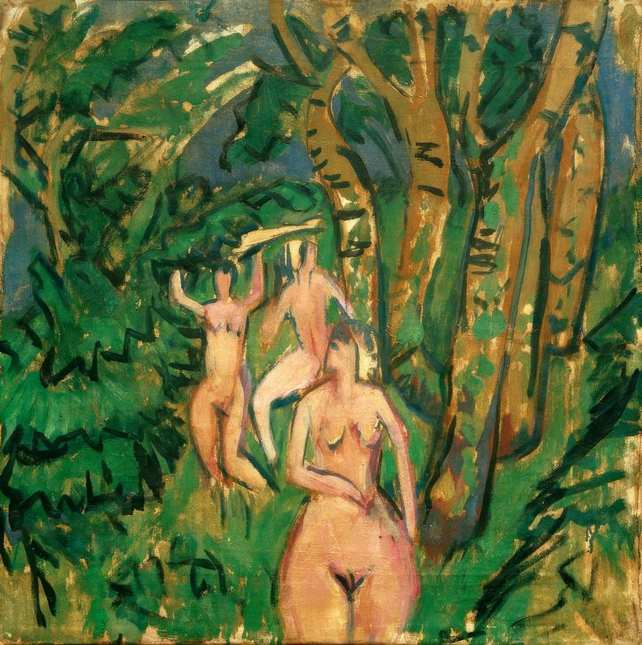 Tři akty v lese od Ernst Ludwig Kirchner