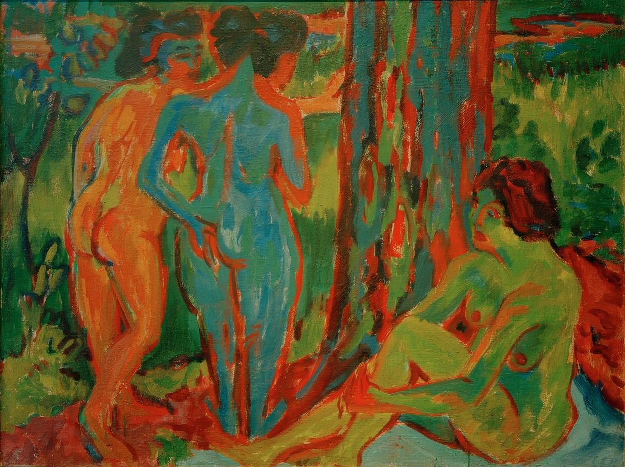 Tři akty v lese od Ernst Ludwig Kirchner