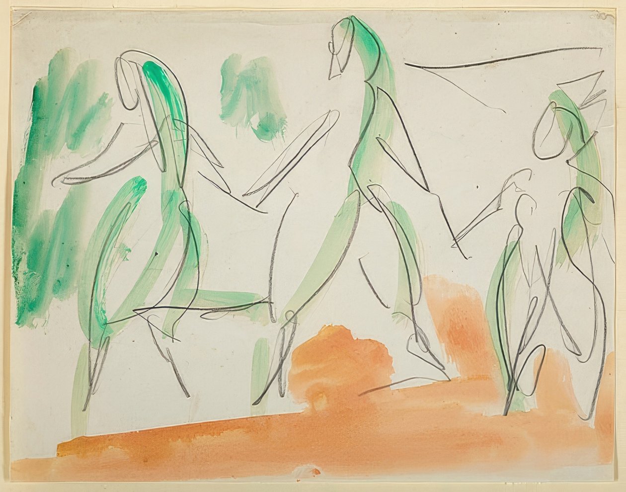 Tři tanečníci. 1911 Folkwang skicář (str. 34) od Ernst Ludwig Kirchner