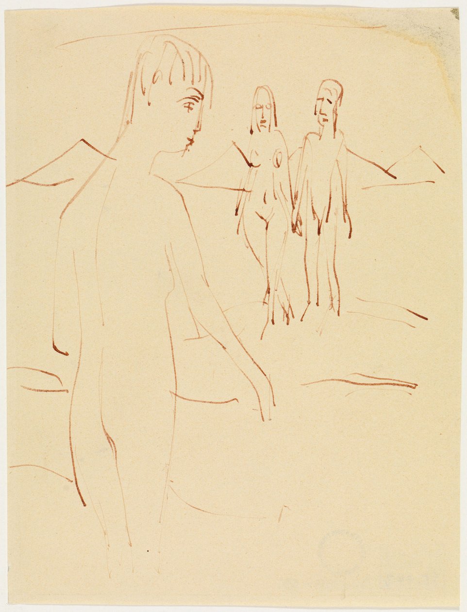 Tři stojící postavy venku od Ernst Ludwig Kirchner