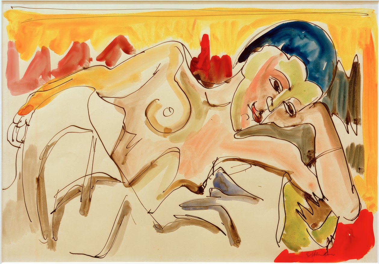 E.L. Kirchner, ležící žena s odhalenou horní částí těla od Ernst Ludwig Kirchner