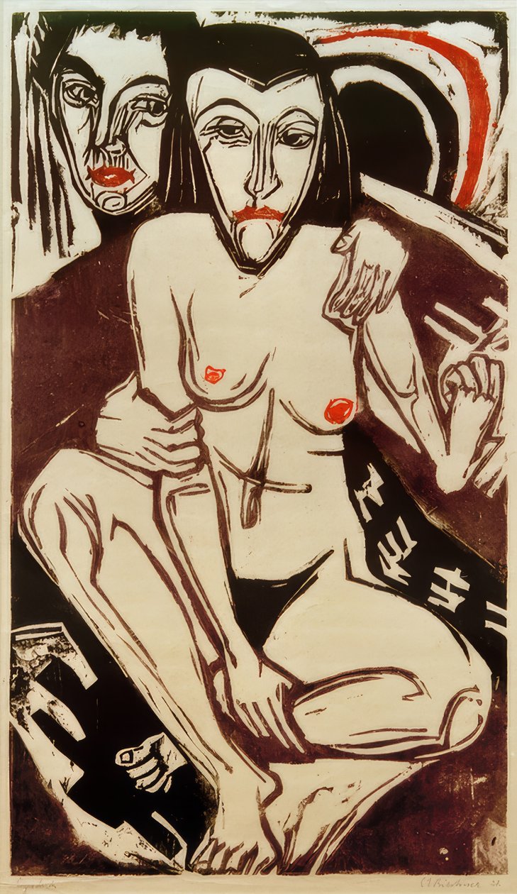 E.L. Kirchner, Melancholie (autoportrét s Ernou) od Ernst Ludwig Kirchner