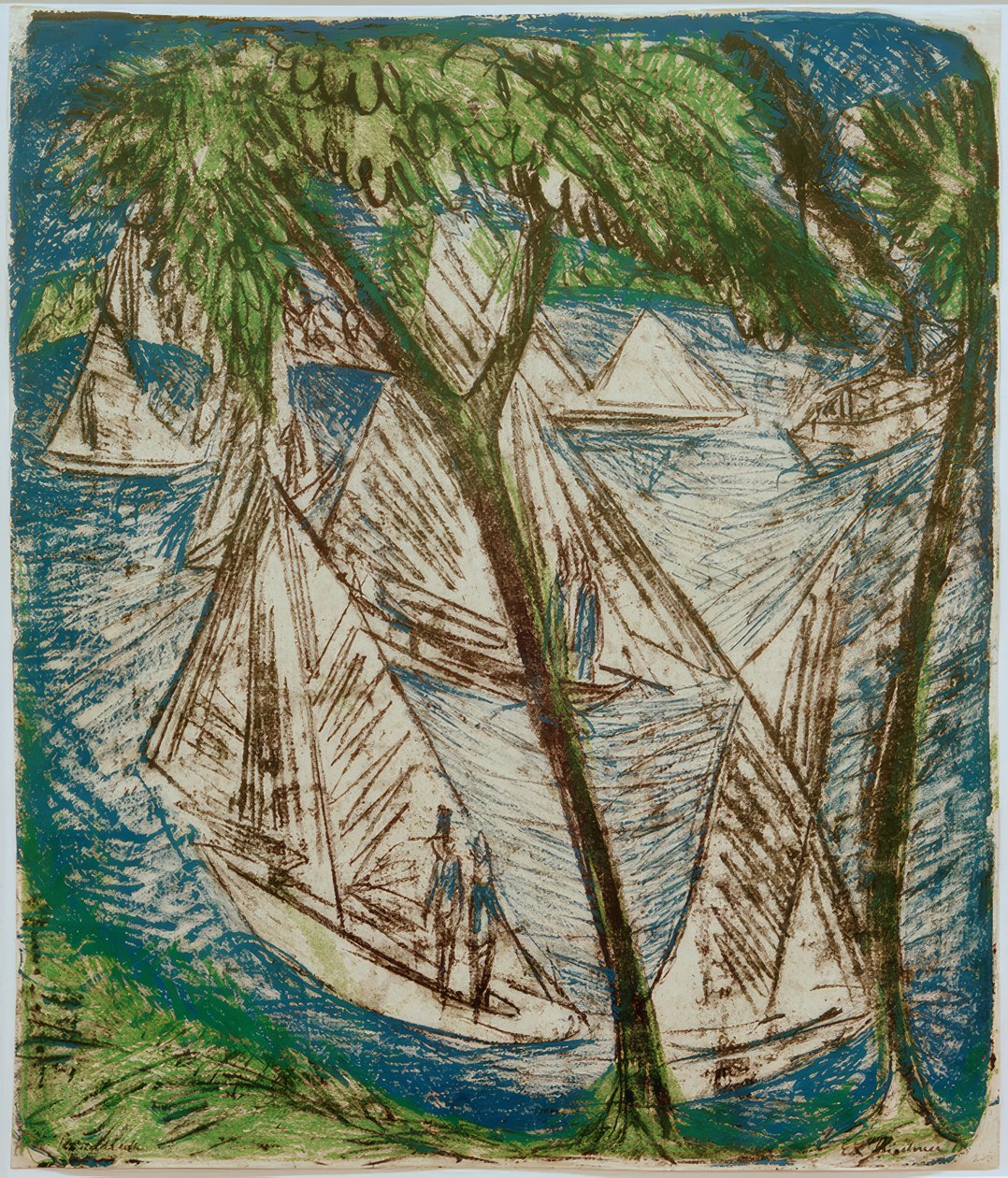 E.L. Kirchner, plachetnice poblíž Grünau od Ernst Ludwig Kirchner