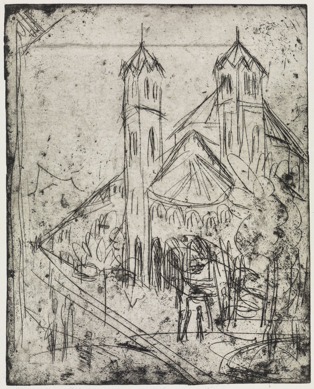Roh u zimní zahrady/Kostel svatého Gereona v Kolíně nad Rýnem I od Ernst Ludwig Kirchner