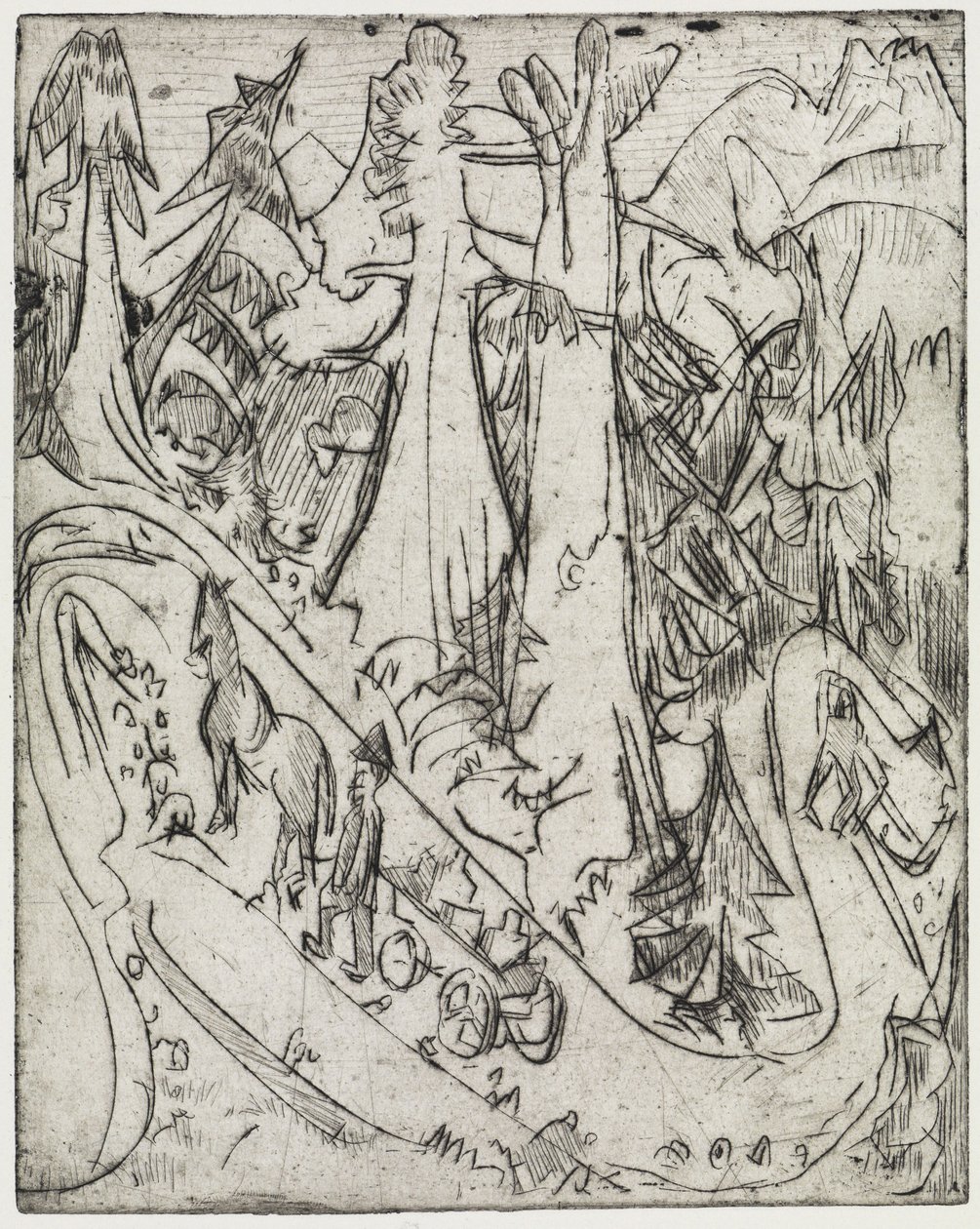 Hnání koz / mlékárenské auto na horské cestě od Ernst Ludwig Kirchner