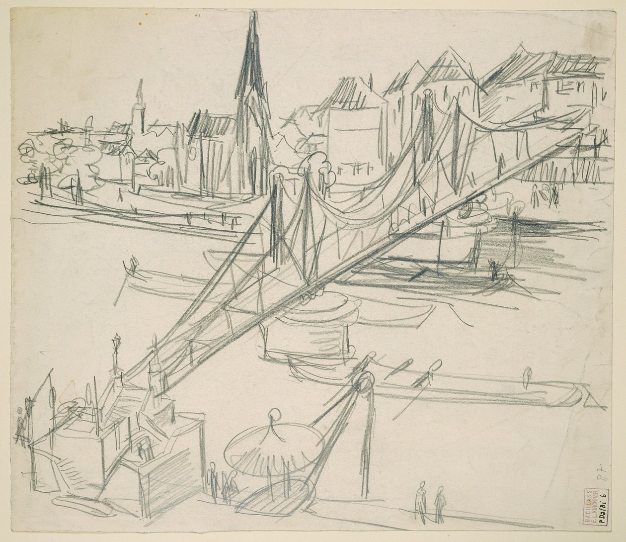 "Eiserner Steg" ve Frankfurtu nad Mohanem s výhledem na Sachsenhausen od Ernst Ludwig Kirchner
