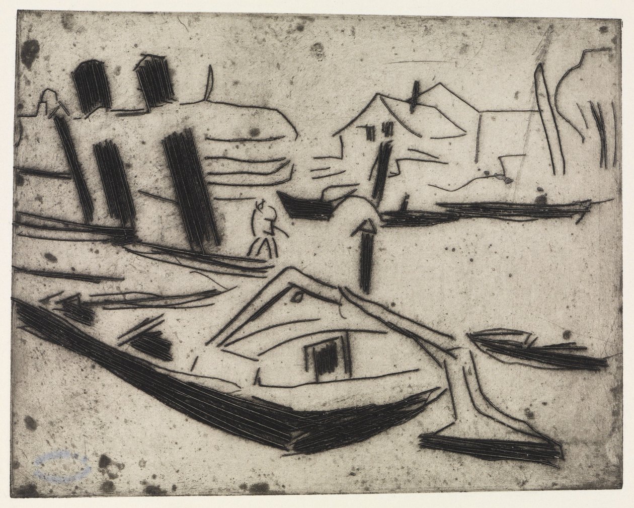 Elbzille s řetězovým traktorem od Ernst Ludwig Kirchner