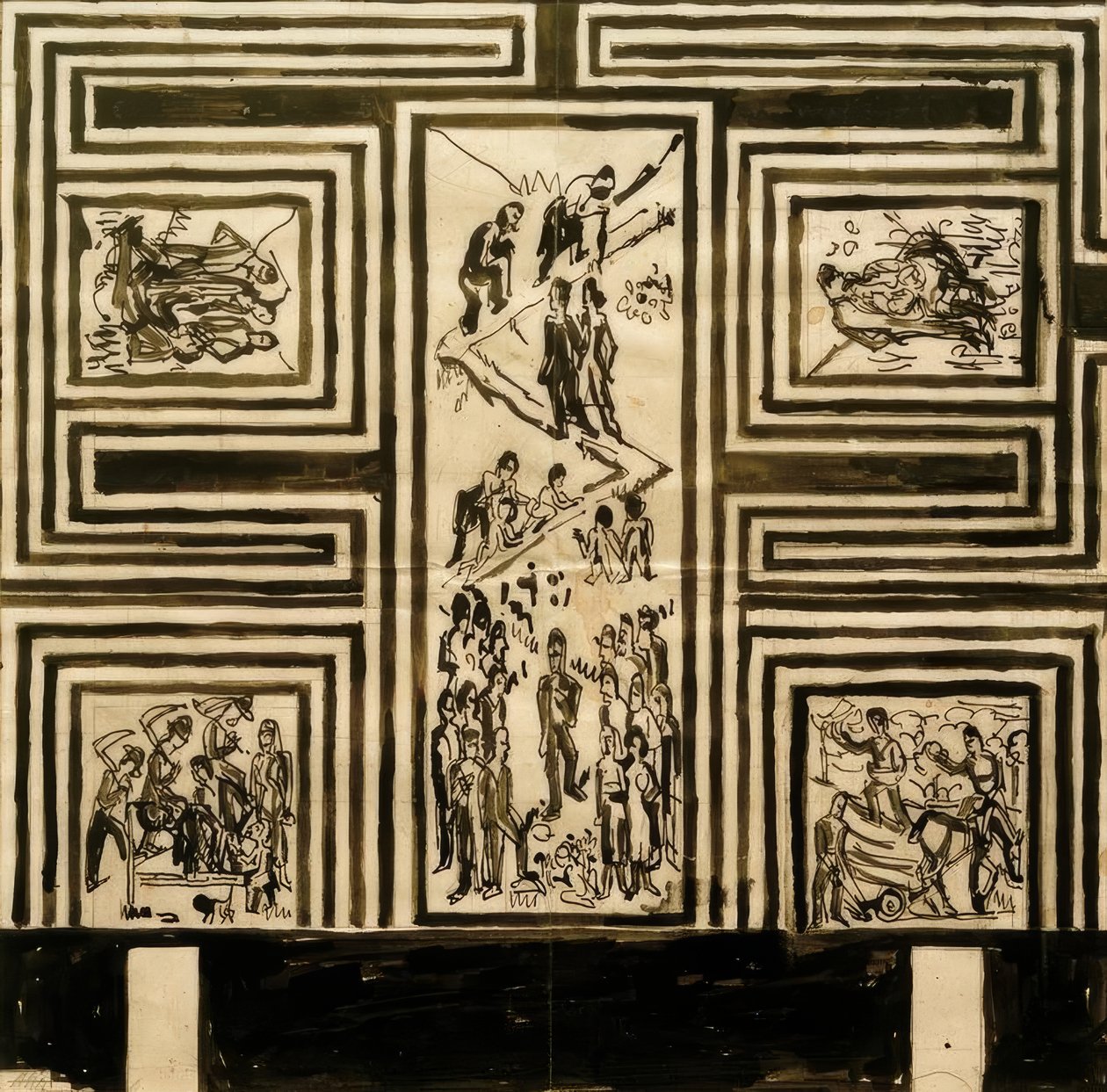 Návrh na malování dlouhé stěny tanečního sálu od Ernst Ludwig Kirchner