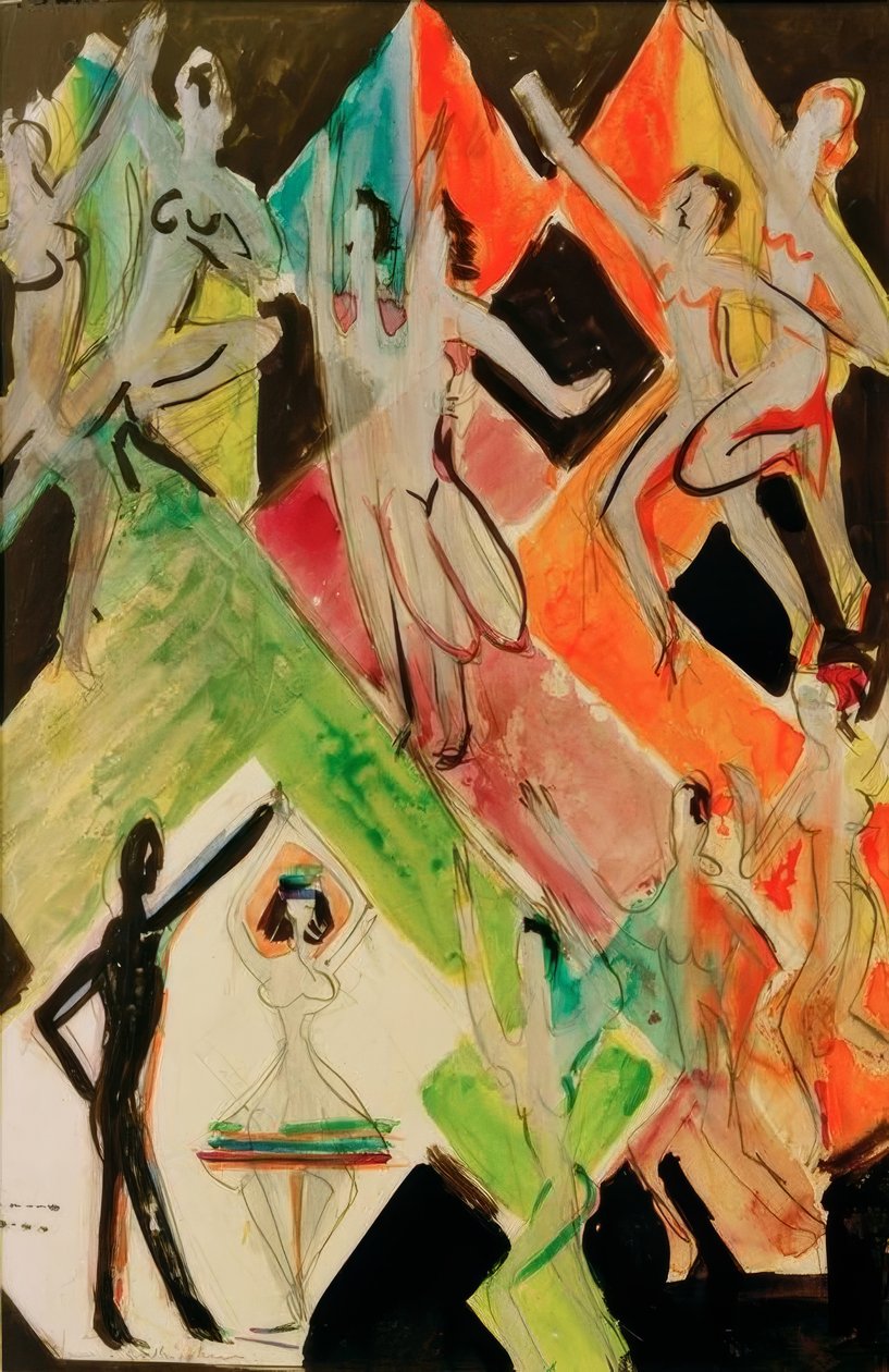 Návrh pro nástěnný tanec barev od Ernst Ludwig Kirchner