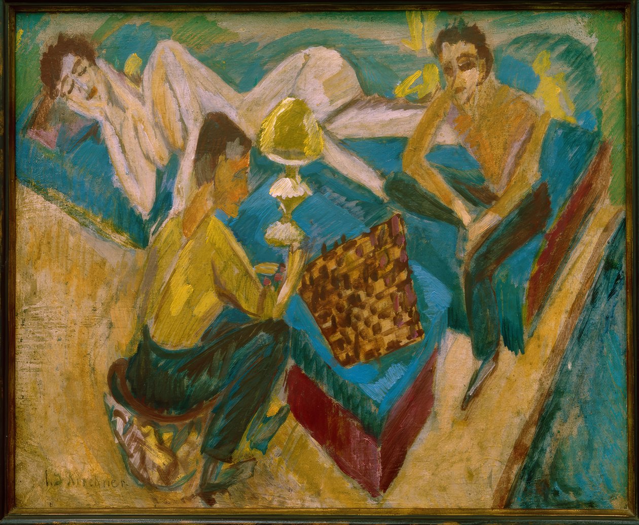 Erich Heckel a Otto Mueller v šachu II od Ernst Ludwig Kirchner