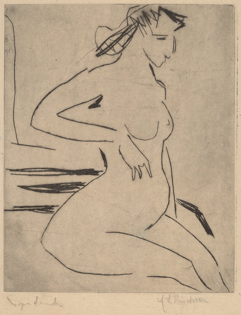 Sedící nahá žena od Ernst Ludwig Kirchner