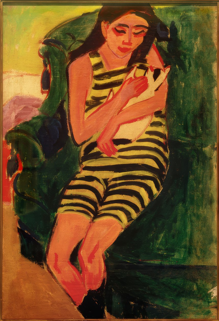 Fränzi s kočkou od Ernst Ludwig Kirchner