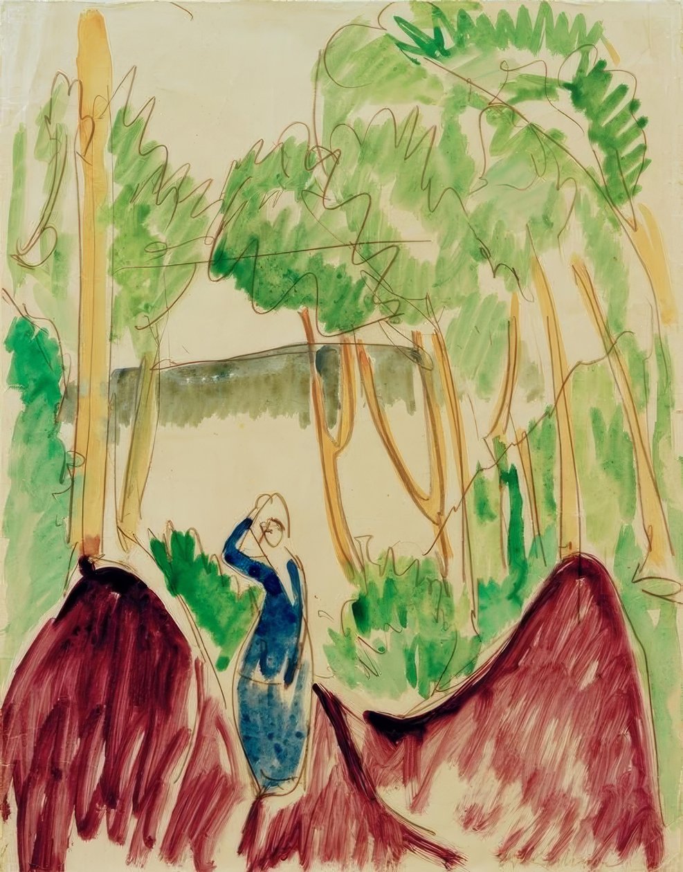 Žena v dunách na Fehmarnu od Ernst Ludwig Kirchner