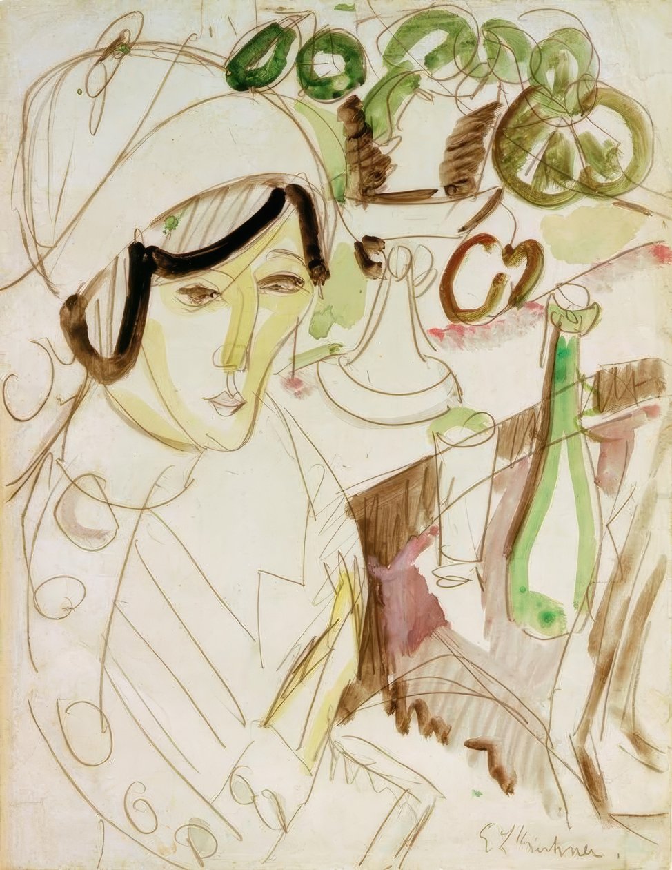 Žena s kulatým kloboukem (Erna) od Ernst Ludwig Kirchner