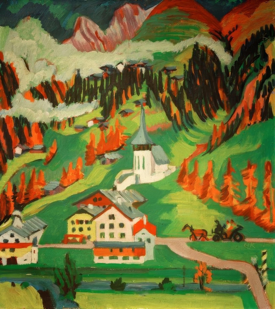 Frauenkirch na podzim od Ernst Ludwig Kirchner
