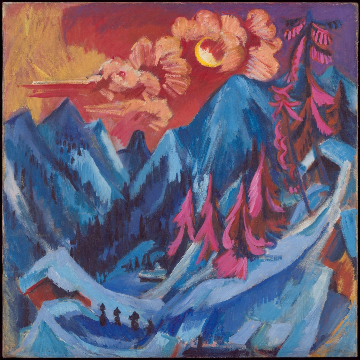Německy: Wintermondlandschaft Zimní krajina v měsíčním světle od Ernst Ludwig Kirchner