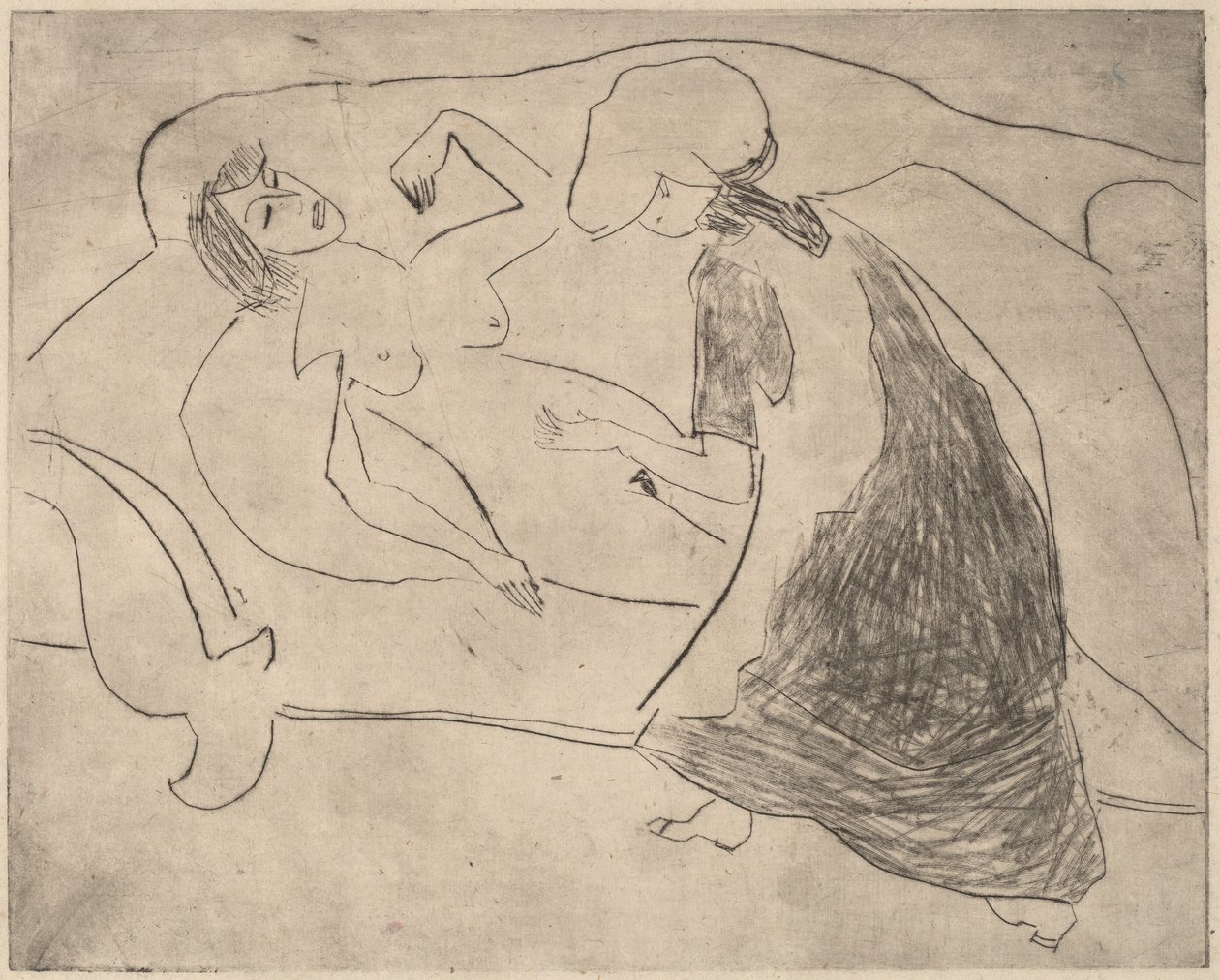 Dívka, s dalším třením si břicho od Ernst Ludwig Kirchner