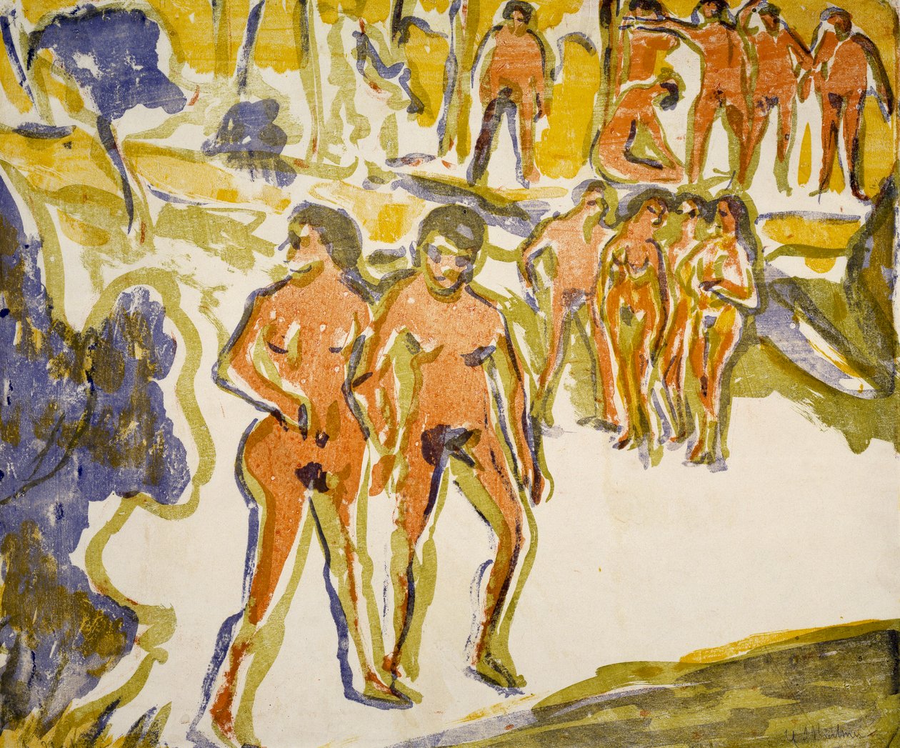 Skupina plavců od Ernst Ludwig Kirchner