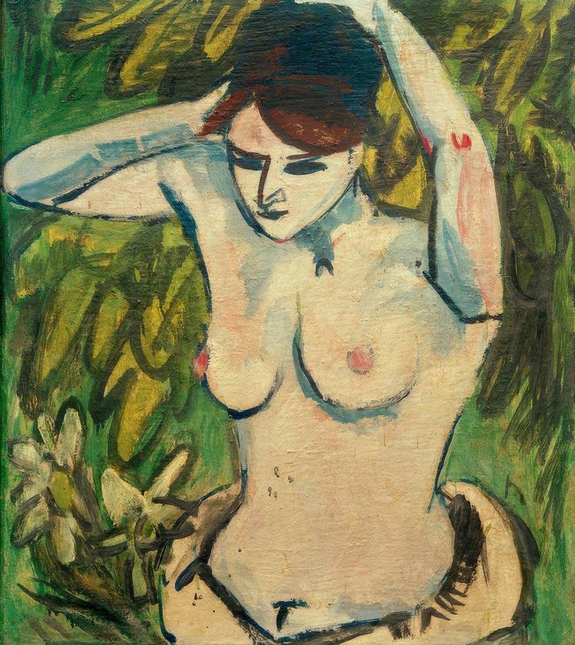 Poloviční akt se zvednutými pažemi od Ernst Ludwig Kirchner