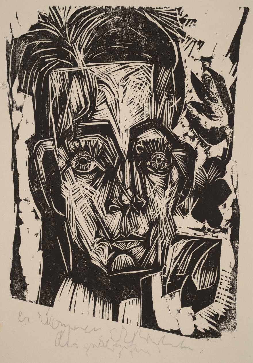 Hlava doktora Roberta Binswangera (studenta) od Ernst Ludwig Kirchner
