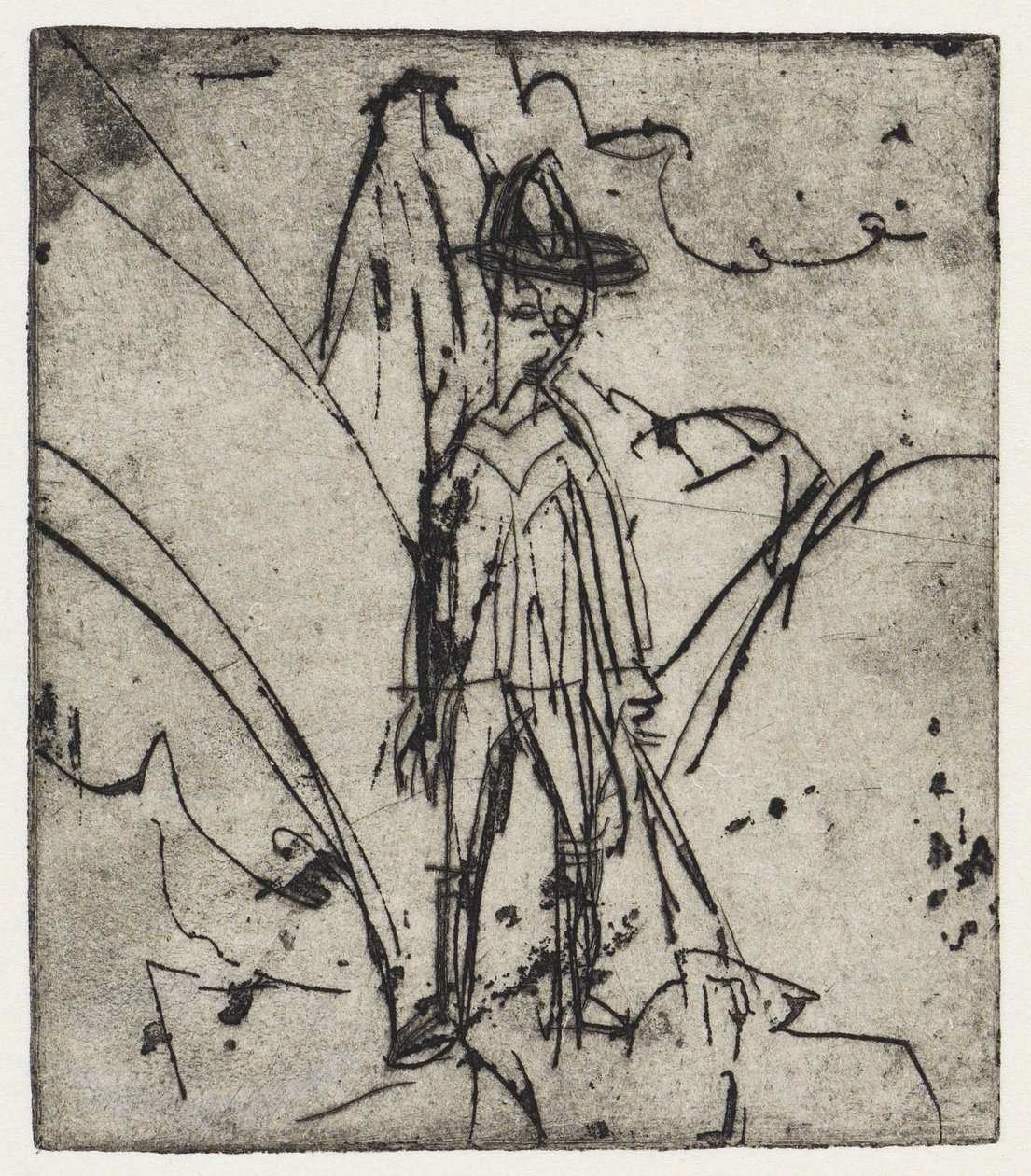 Pastýř před horou/Dům s kozami - Stafelalp od Ernst Ludwig Kirchner