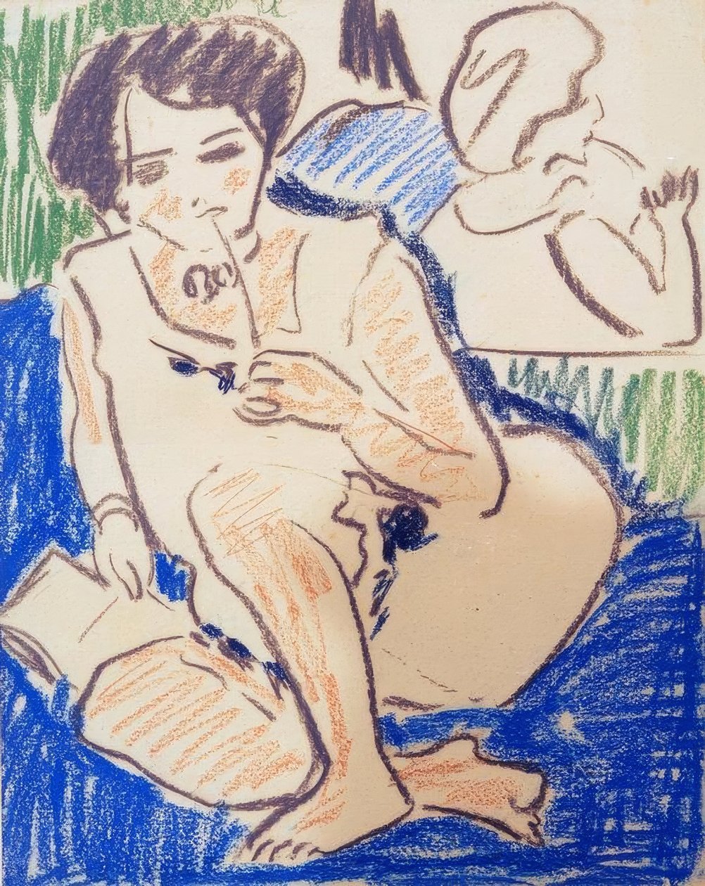 Krčící se dodo s knihou od Ernst Ludwig Kirchner