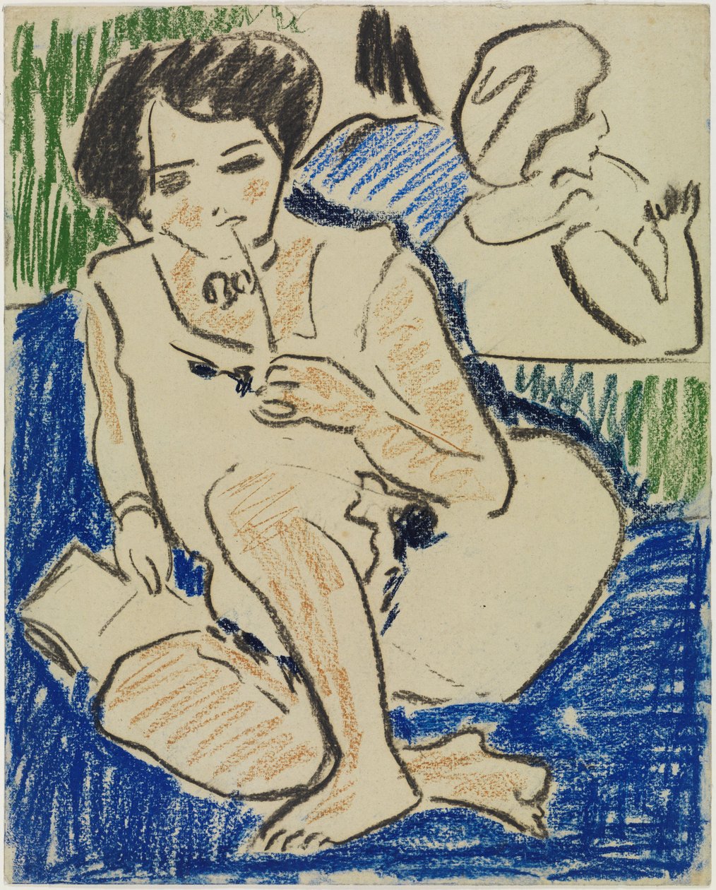 Dřepící žena s knihou od Ernst Ludwig Kirchner