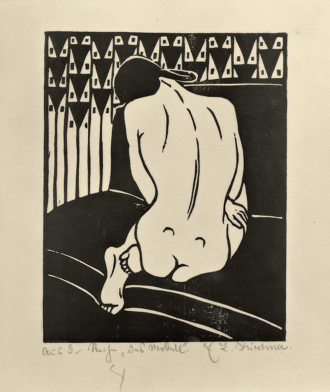 Přikrčení při pohledu zezadu od Ernst Ludwig Kirchner