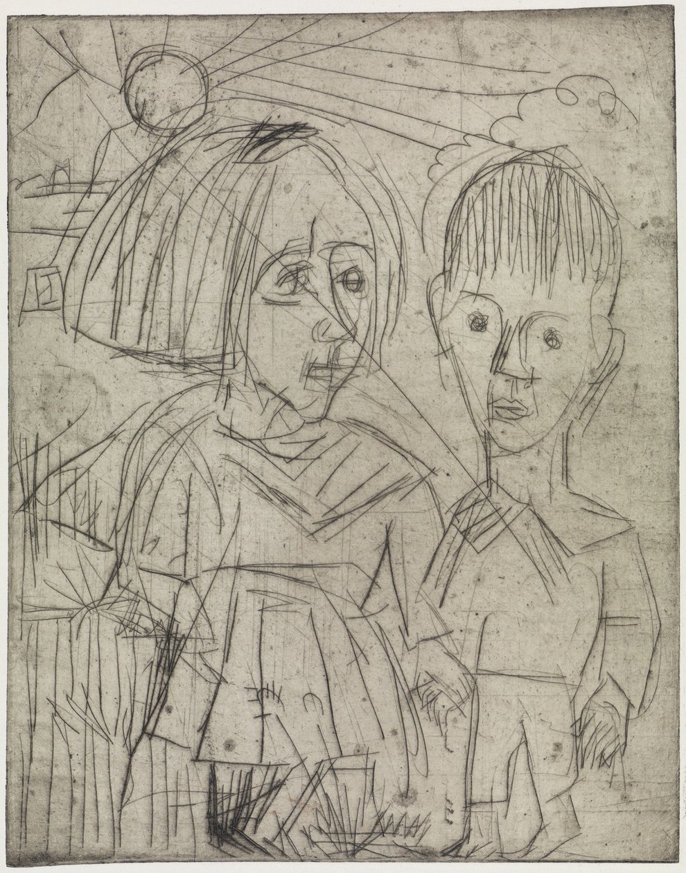 Děti při západu slunce / Lidé na hoře od Ernst Ludwig Kirchner