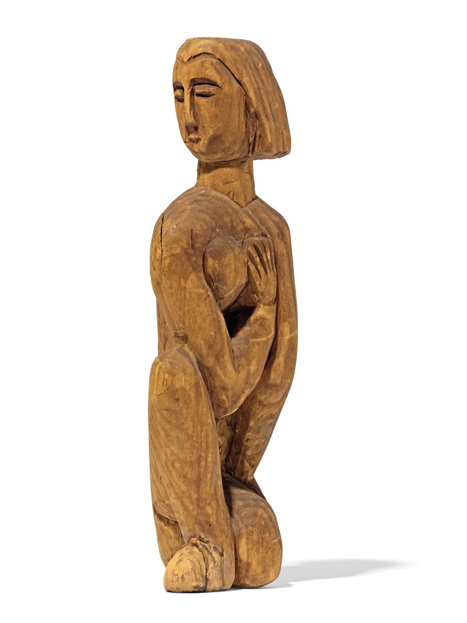 klečící, levá hlava, pravá ruka na levém prsu; Klečící, hlava otočená doleva, pravá ruka na levém prsu, 1912 od Ernst Ludwig Kirchner