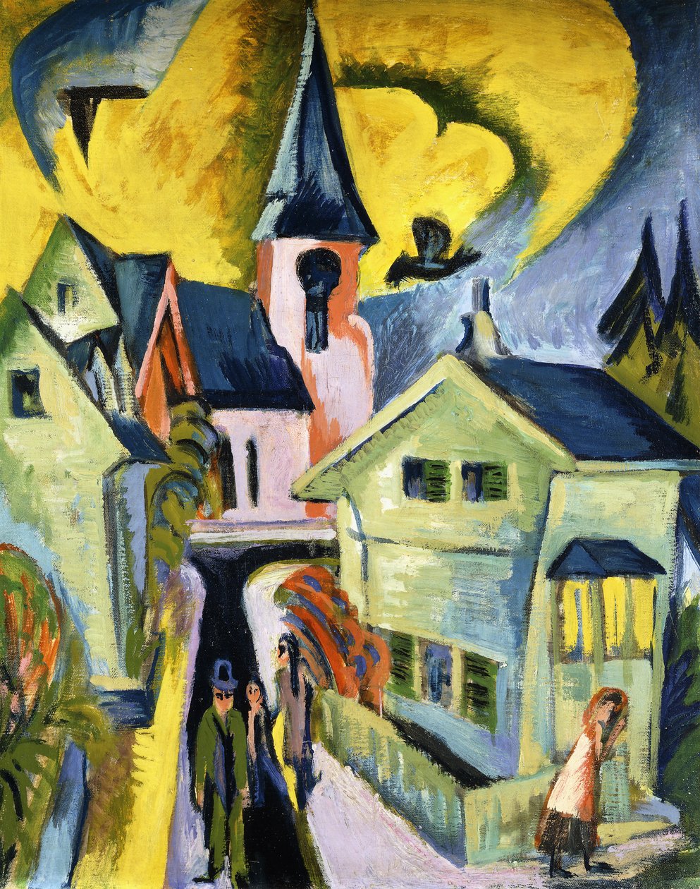 Koenigstein s Červeným kostelem; Koenigstein s červeným kostelem od Ernst Ludwig Kirchner
