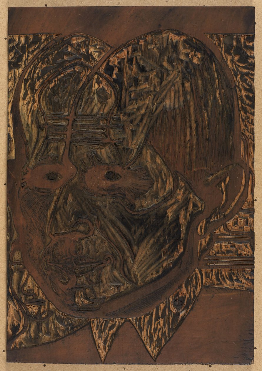 Hlava Dr. Bauera, kresební deska od Ernst Ludwig Kirchner