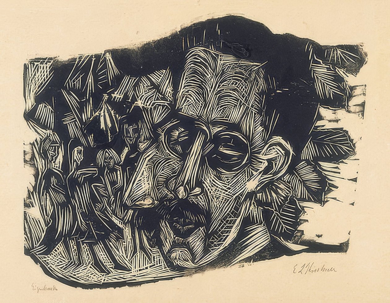 Vedoucí Dr. Ludwig Binswanger a malé holčičky. 1917/18 od Ernst Ludwig Kirchner