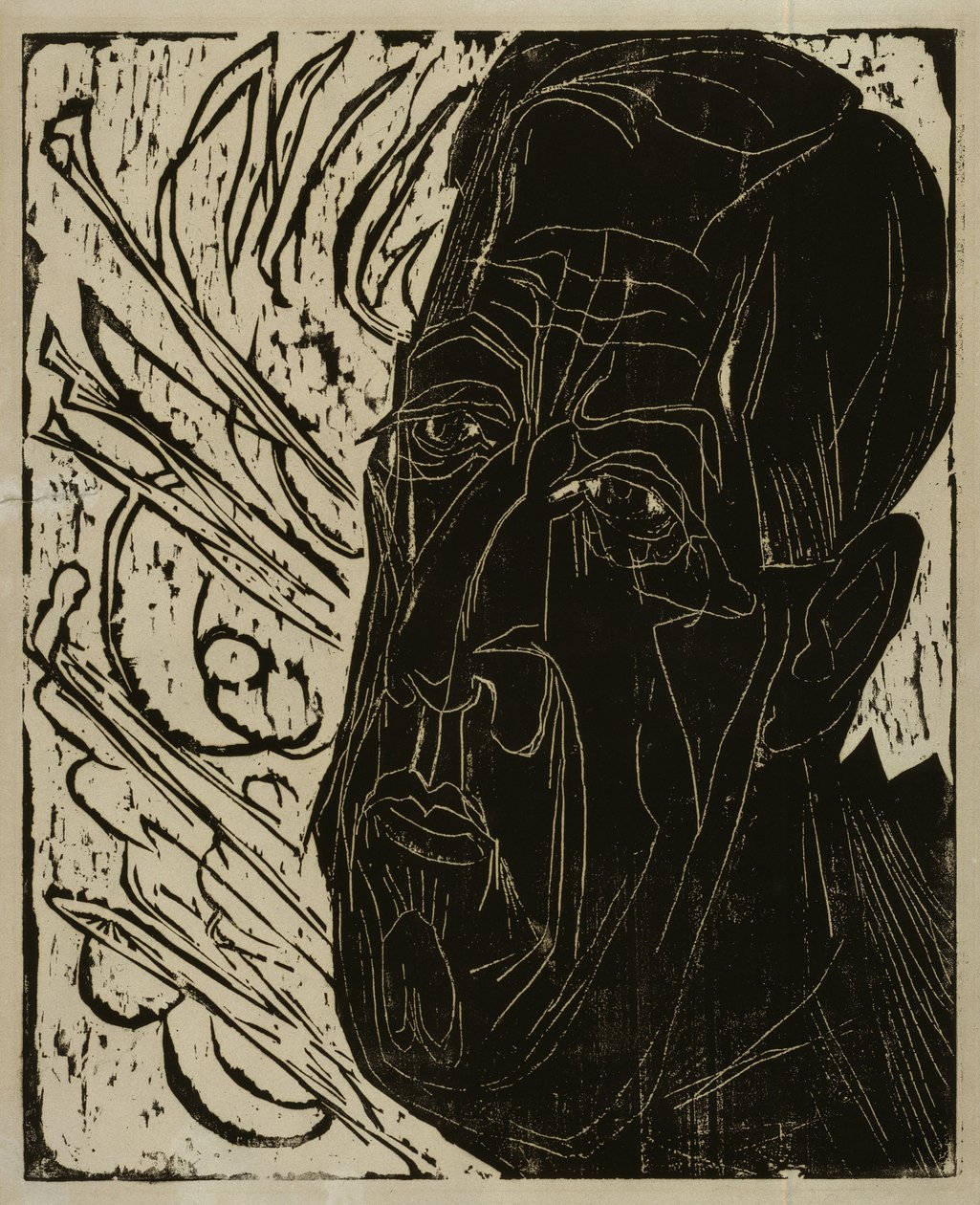 Hlava Henryho van de Veldeho (tmavá) – Černá hlava van de Veldeho od Ernst Ludwig Kirchner