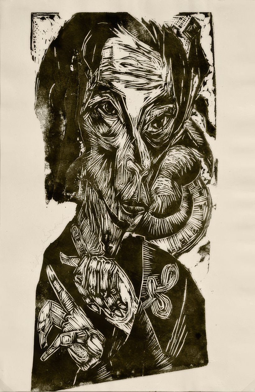 Hlava nemocných - Autoportrét od Ernst Ludwig Kirchner