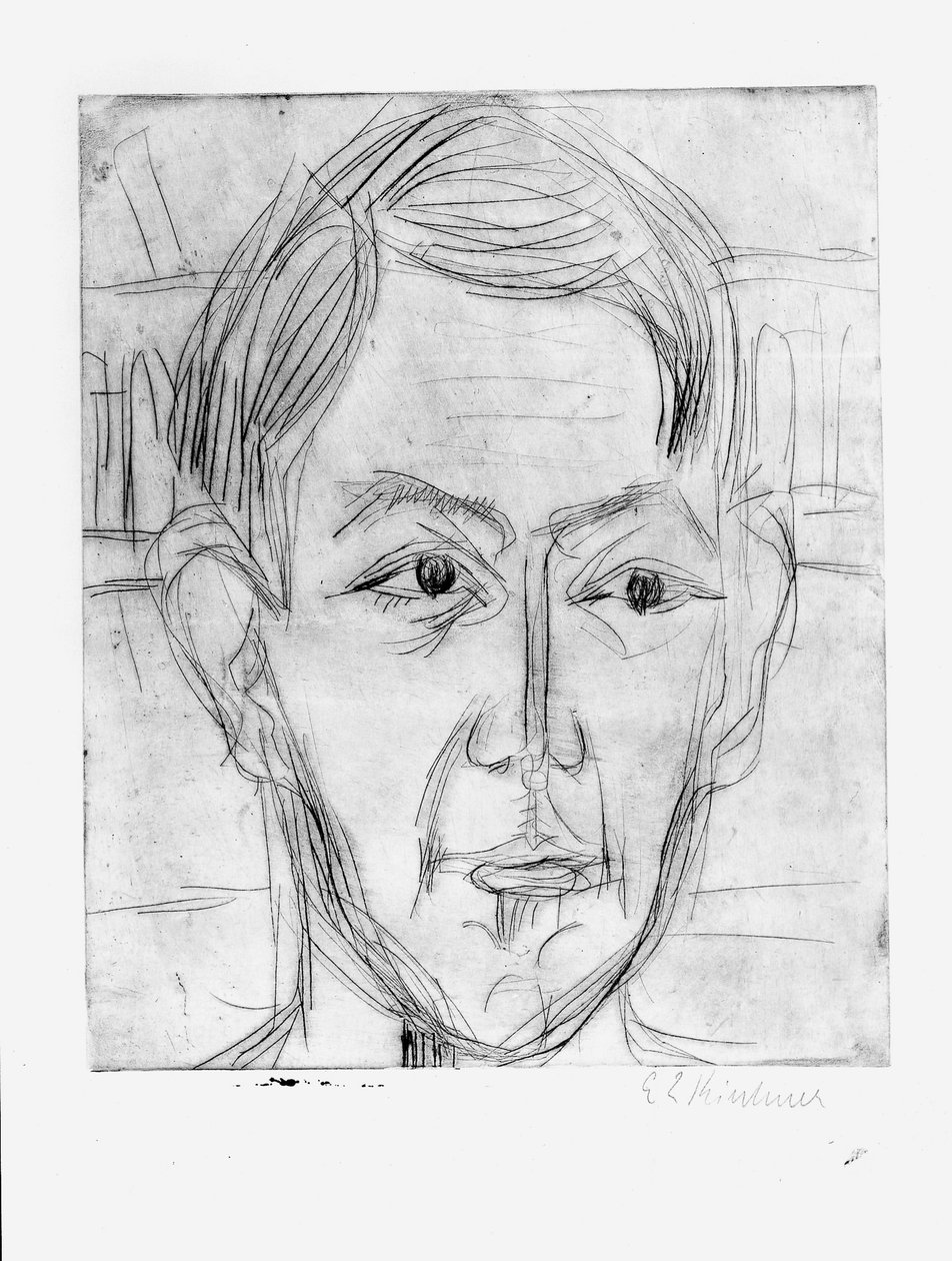 Hlava mladého muže (Dr. Hans Bütow) od Ernst Ludwig Kirchner
