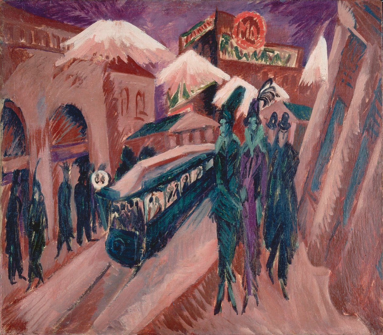Lipská ulice s elektrickou tramvají od Ernst Ludwig Kirchner