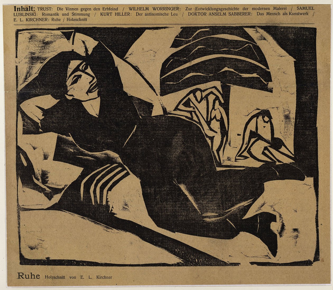 Ležící žena (Odpočinek) (z: Der Sturm ...) od Ernst Ludwig Kirchner