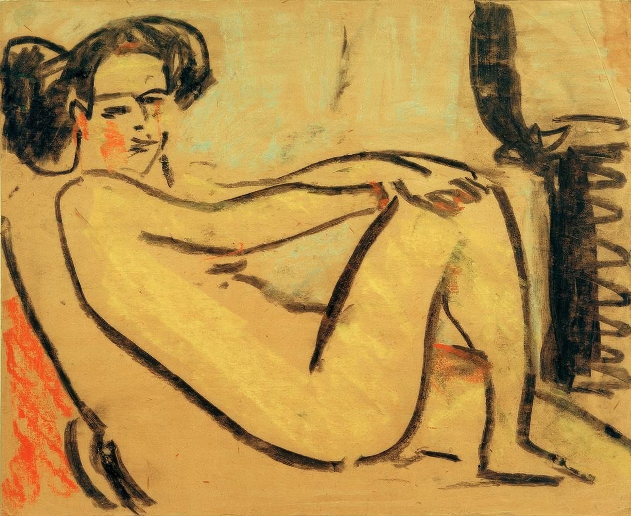 Dívka ležící u sporáku od Ernst Ludwig Kirchner