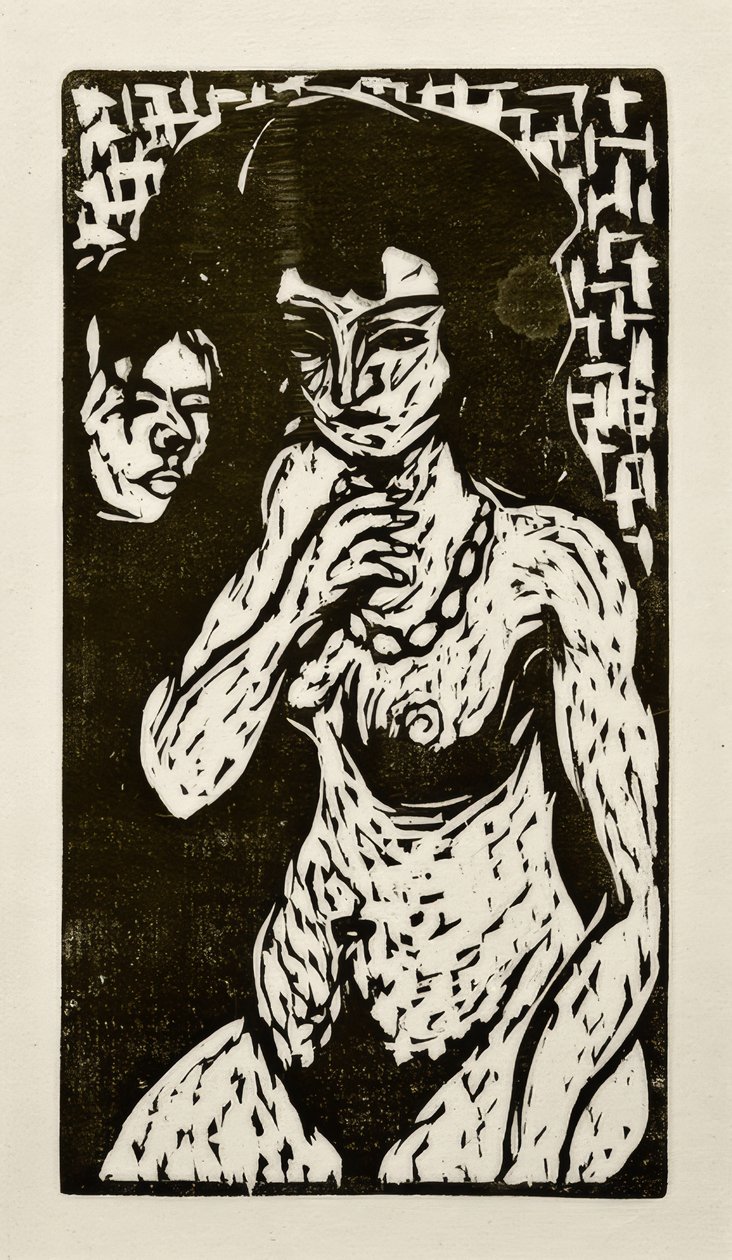 Nahá dívka s autoportrétem od Ernst Ludwig Kirchner