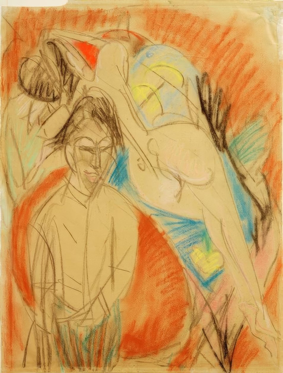 Malíř a nahá žena (Autoportrét s modelkou) od Ernst Ludwig Kirchner