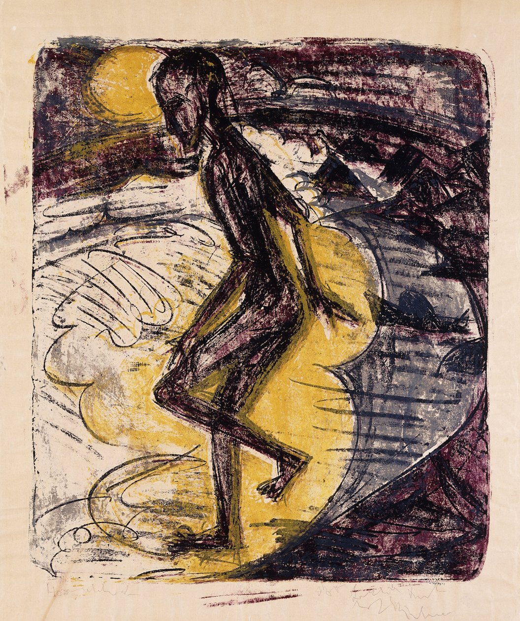 Muž vycházející z moře; Ins Meer Seigender Mann, 1913 od Ernst Ludwig Kirchner