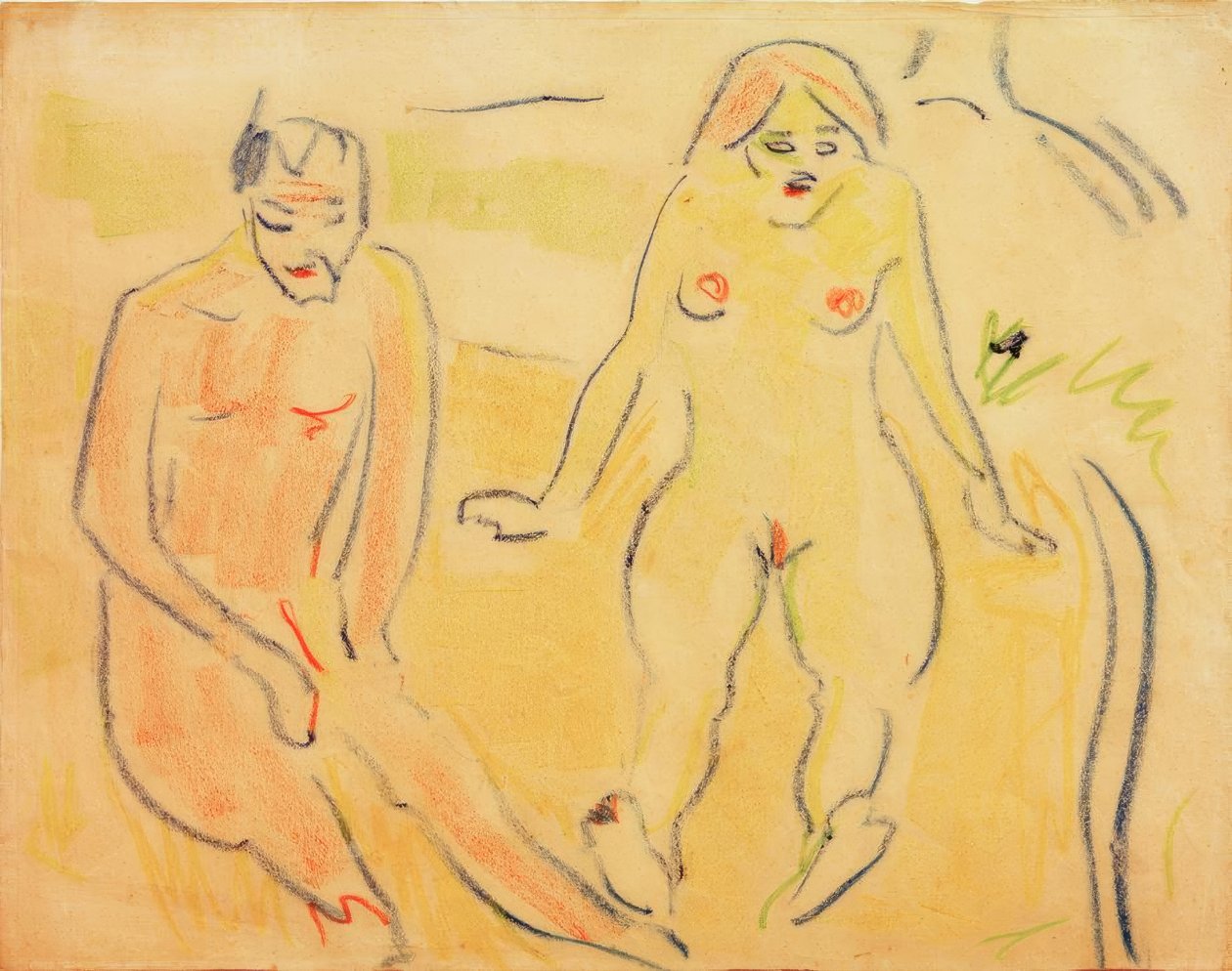 Muž a žena (sedící na louce) od Ernst Ludwig Kirchner