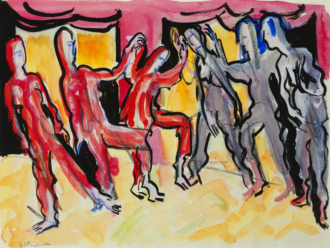 Taneční skupina Mary Wigman od Ernst Ludwig Kirchner