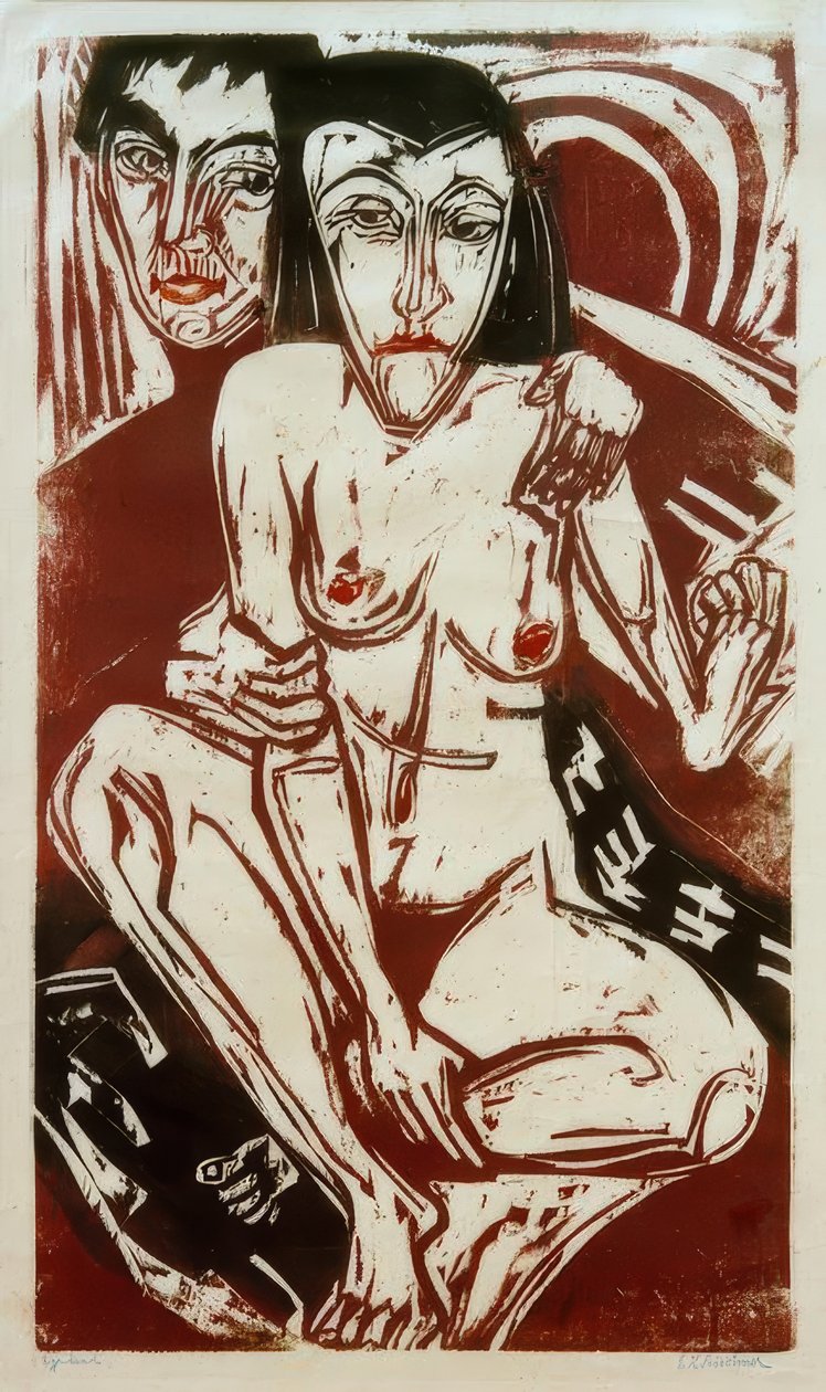 Melancholie (autoportrét s Ernou) od Ernst Ludwig Kirchner