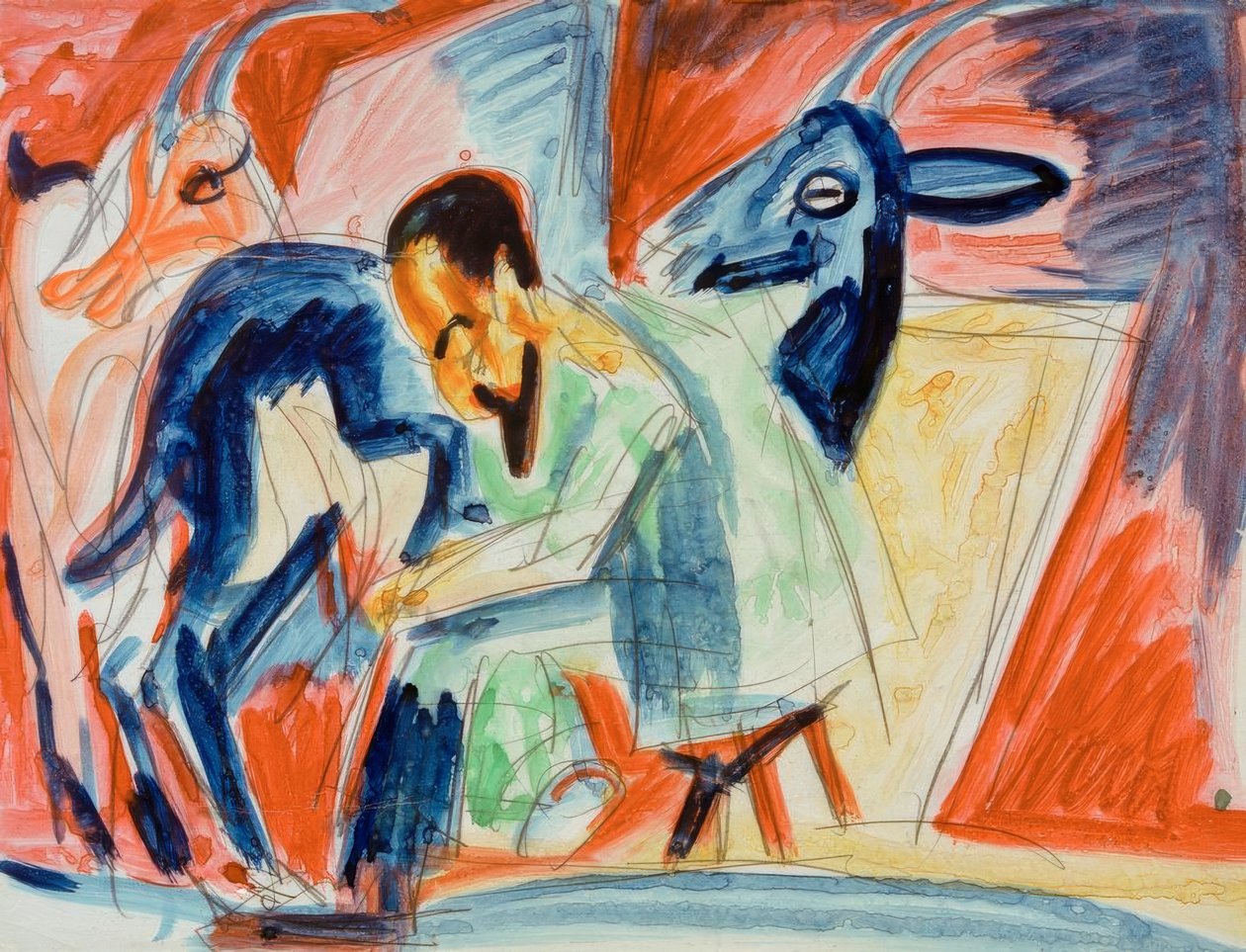 Dojící farmář (kozí dojič) od Ernst Ludwig Kirchner