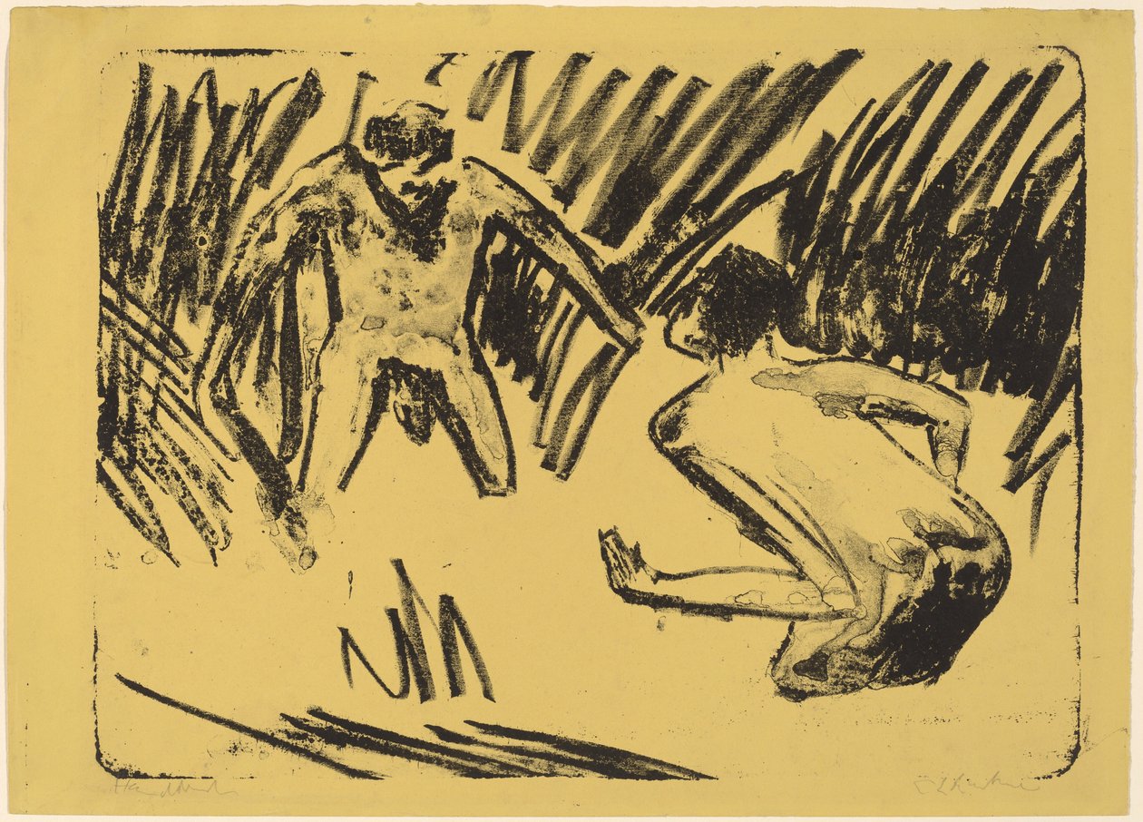Muži stříkající v rákosí od Ernst Ludwig Kirchner