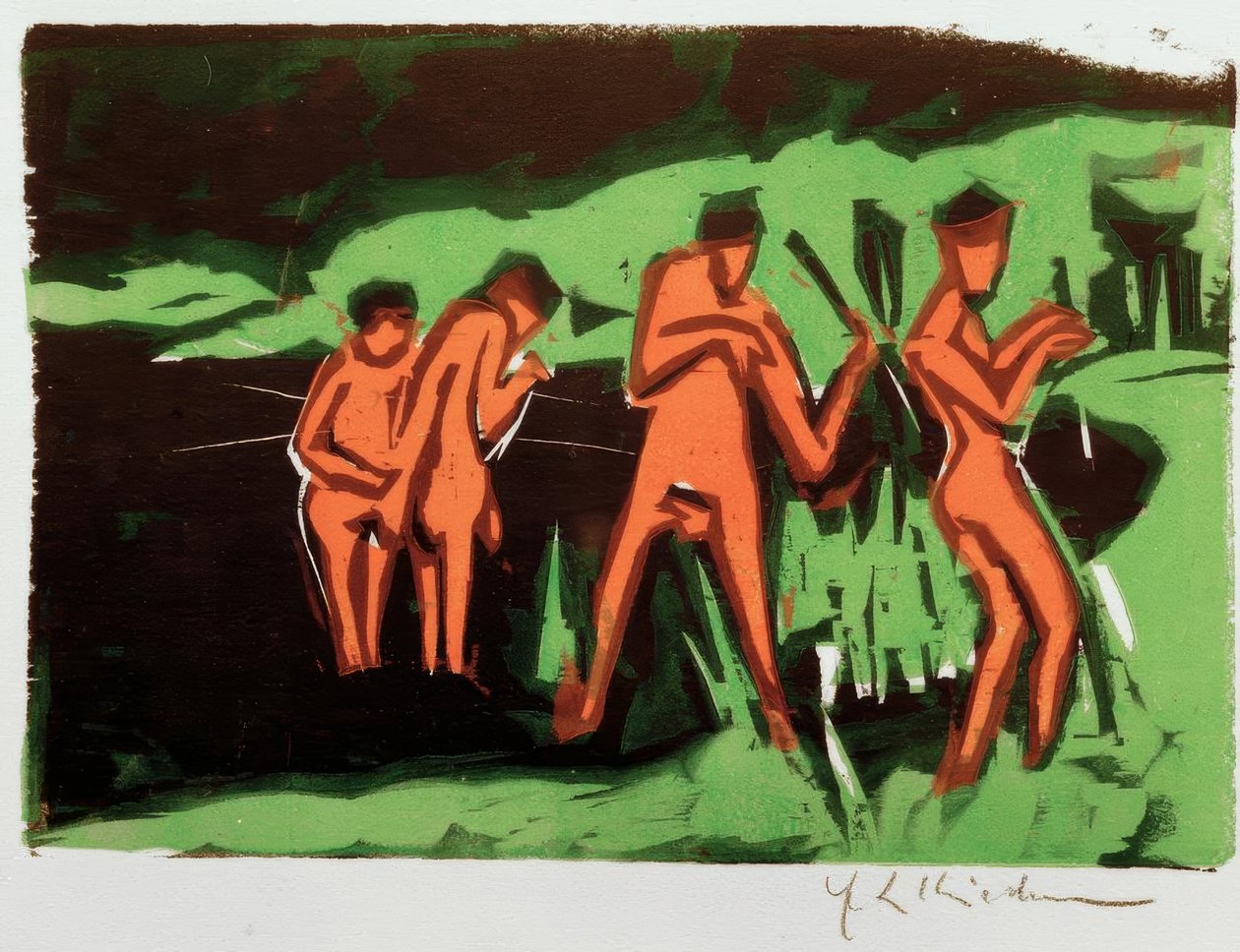 Koupající se házení rákosí od Ernst Ludwig Kirchner