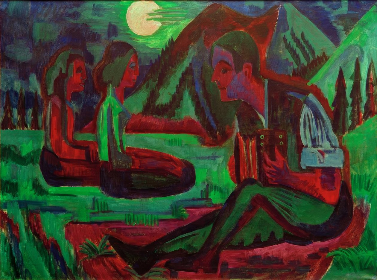 Mondnacht; Handorgler v Mondnacht od Ernst Ludwig Kirchner