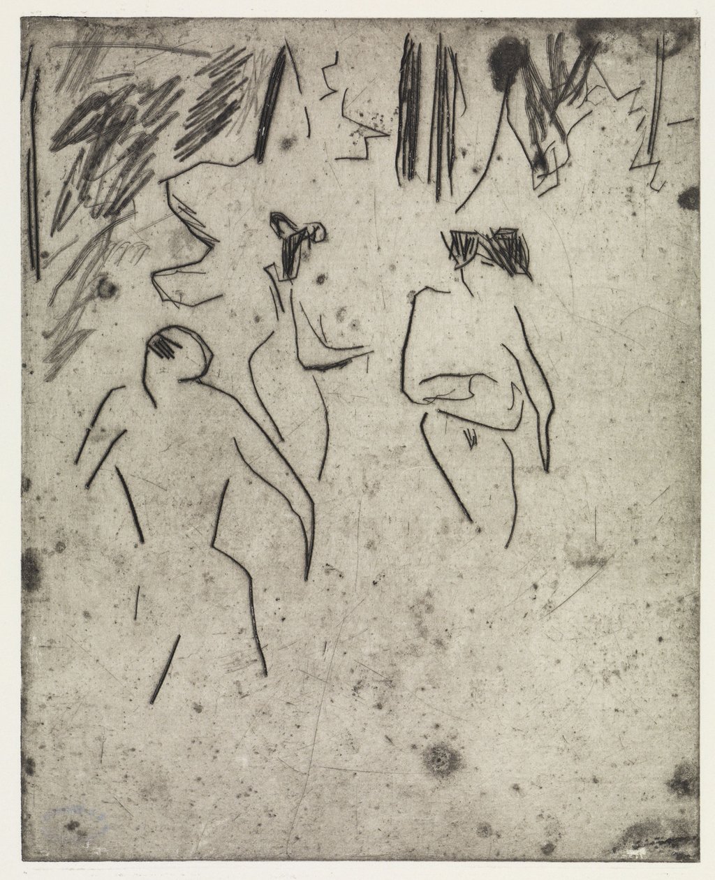 Koupající se v Moritzburgu v křoví / Nemocná Dodo od Ernst Ludwig Kirchner